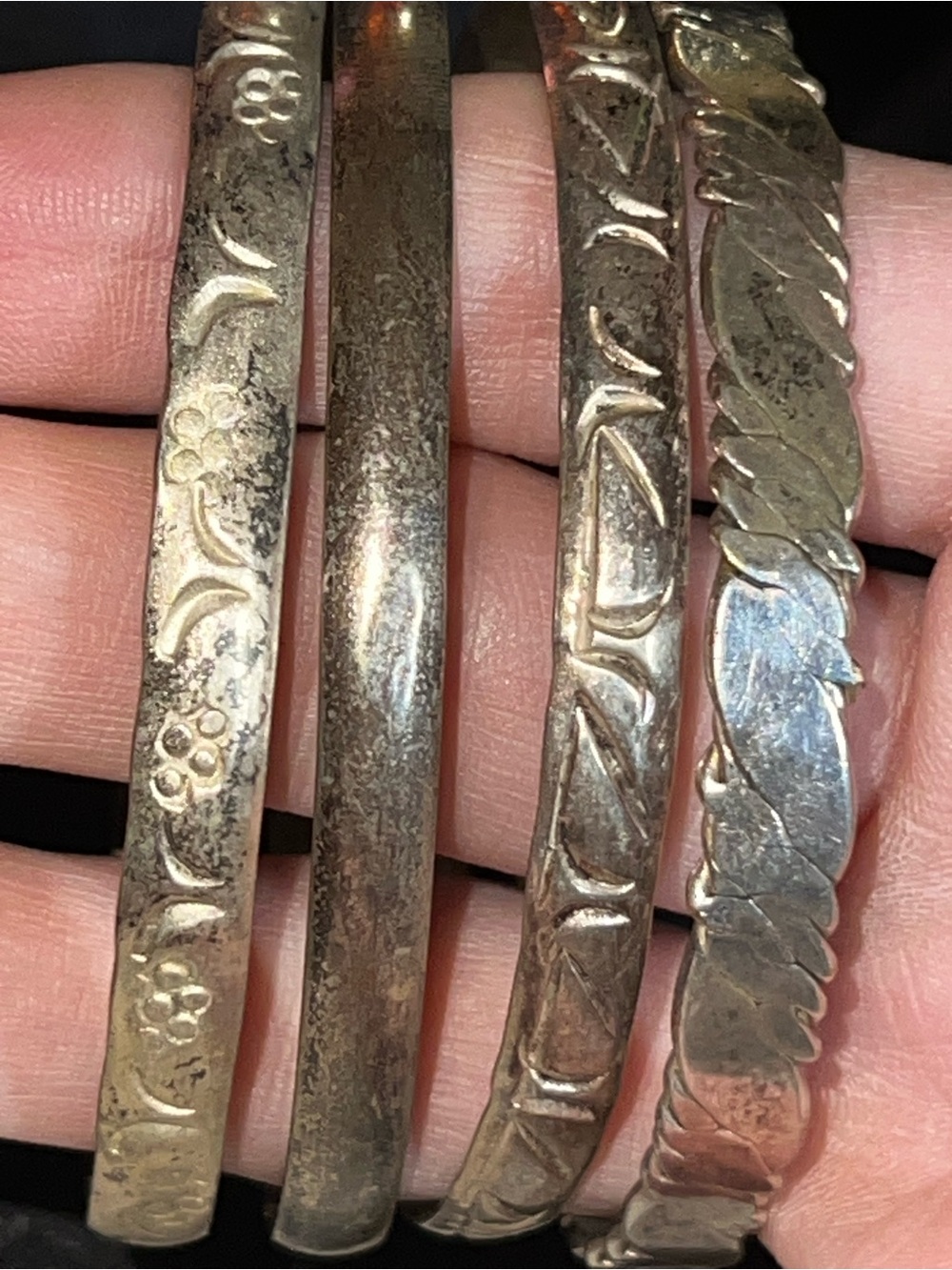 Mexican Sterling Silver Bangle Bracelet Lot of 4 Vintage
